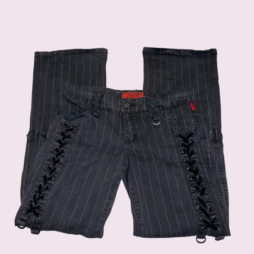 tripp nyc pinstripe flare pants